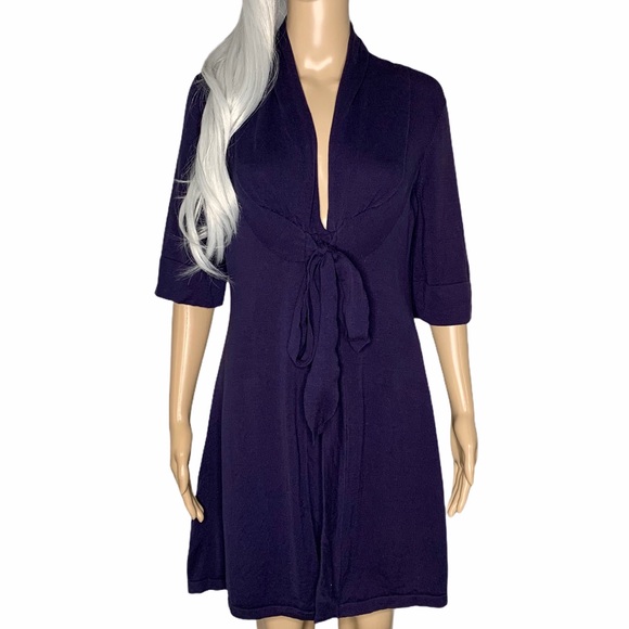 Etcetera Sweaters - Etcetera Navy Tunic Cotton Silk Long Cardigan